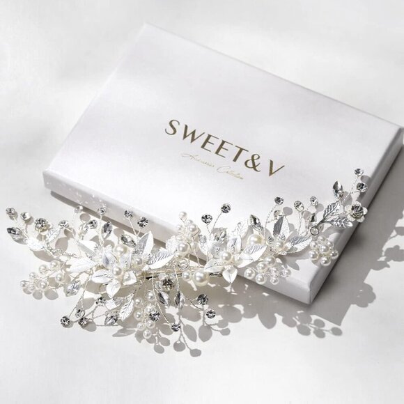 Wedding Hair Clip Comb Handmade Bridal Hair Accessories Silver Romantic